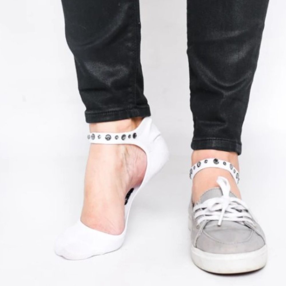 WHITE Hidey Socks with Swarovski Crystals